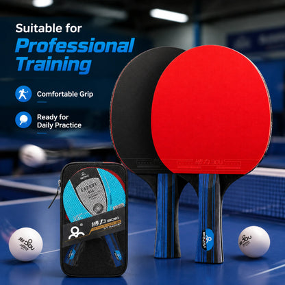 5 stars Table Tennis Rackets Professional High Performance Sets with bag Carrying Case Training Pure Solid Wood High Elasticity