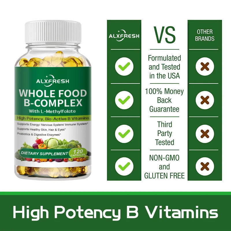 Vitamin B Complex Capsules Promote Energy Metabolism Relieve Fatigue Improve Memory Mood Anxiety Improve Skin Hair  Nail Health