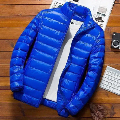 Thin Lightweight Cotton-padded Cropped Jacket Men's Autumn/winter New Style Trendy Stand Collar Youth Ultra-thin Coat
