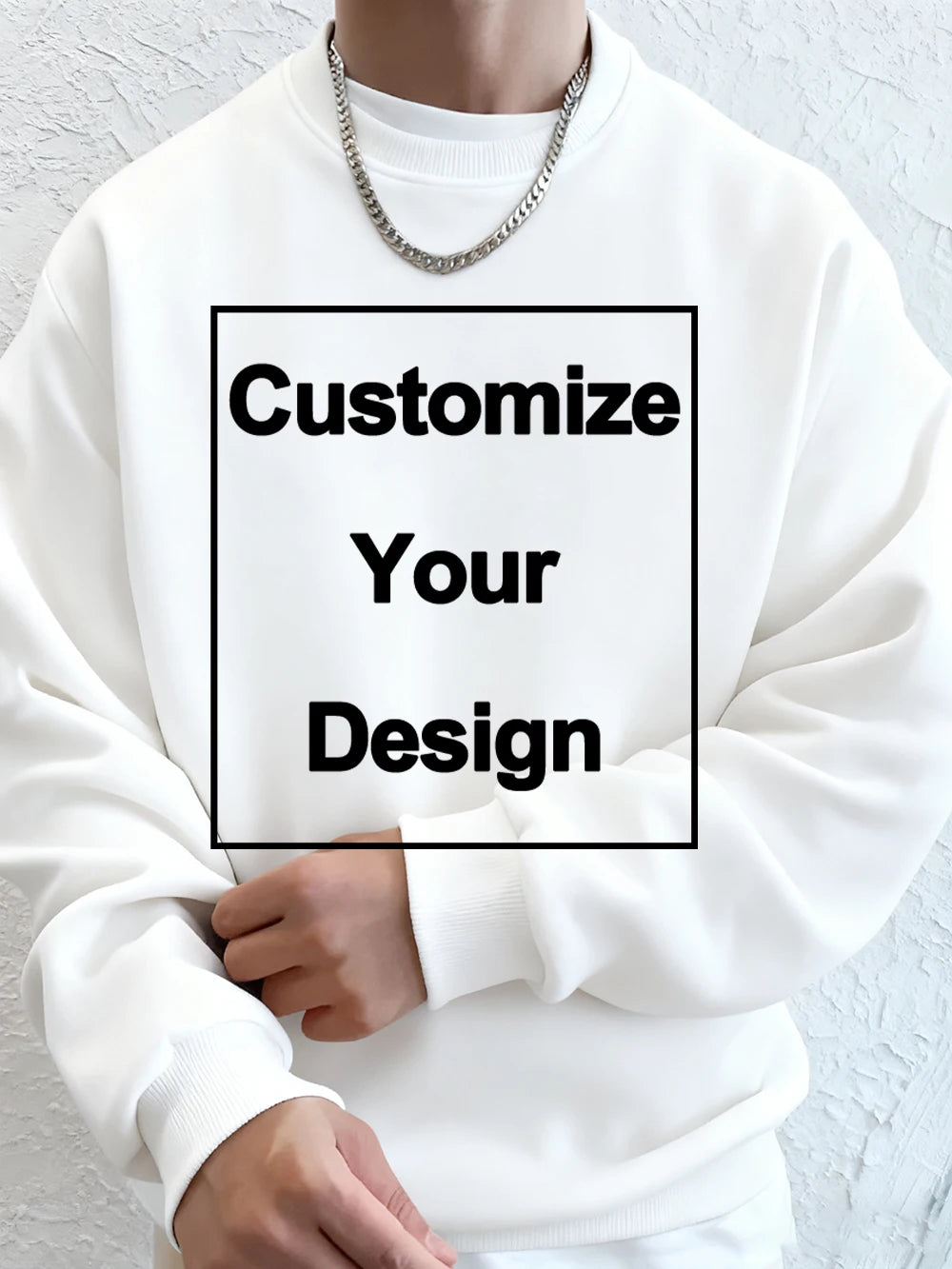 Winter Custom Mens Sweatshirts Crewneck Hoodies DIY Logo/Graphic Tops Street Fleece Warm Loose Pullovers Casual Men's Clothes