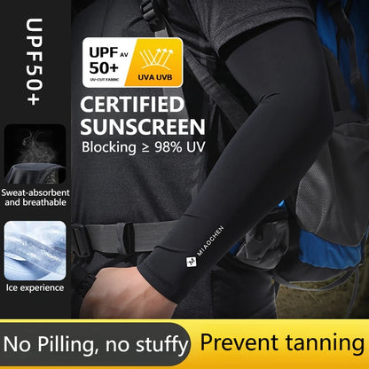 GTUBIKE 1 Pair New Ice Silk Sleeves UV Protect Breathable Cycling Arm Sports Outdoor Unisex Elastic Quick-dry Summer Sleeves