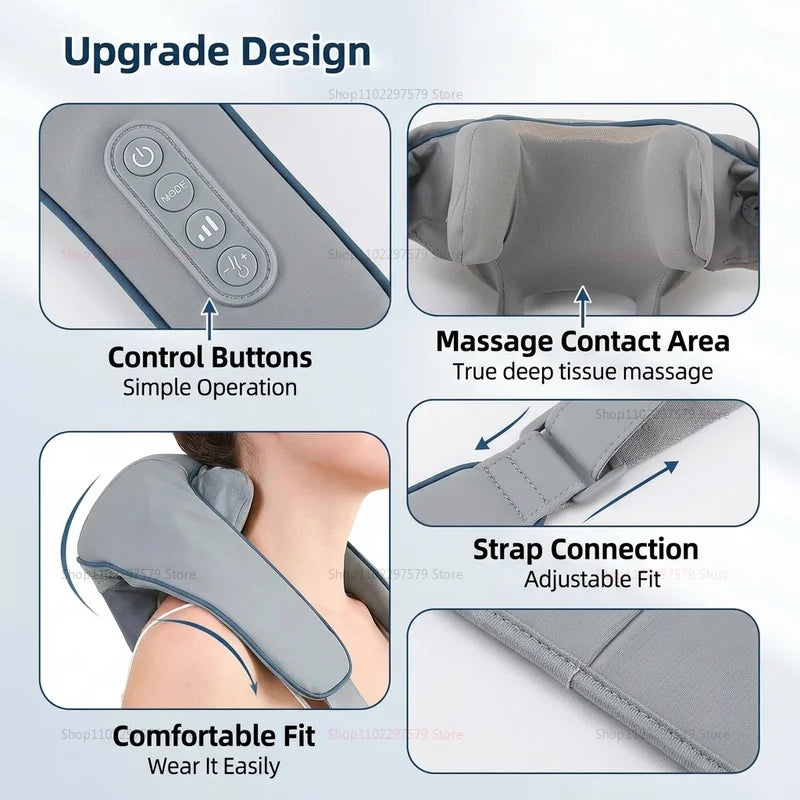 Neck And Shoulder Massager, USB Rechargeable Portable Neck And Shoulder Massager, Ergonomic Design for Back, Legs, Shoulder N