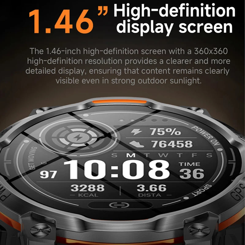 New smart sports watch, 1200mAh large capacity battery, GPS tracking, IPX8 waterproof, wireless communication, altimeter compass