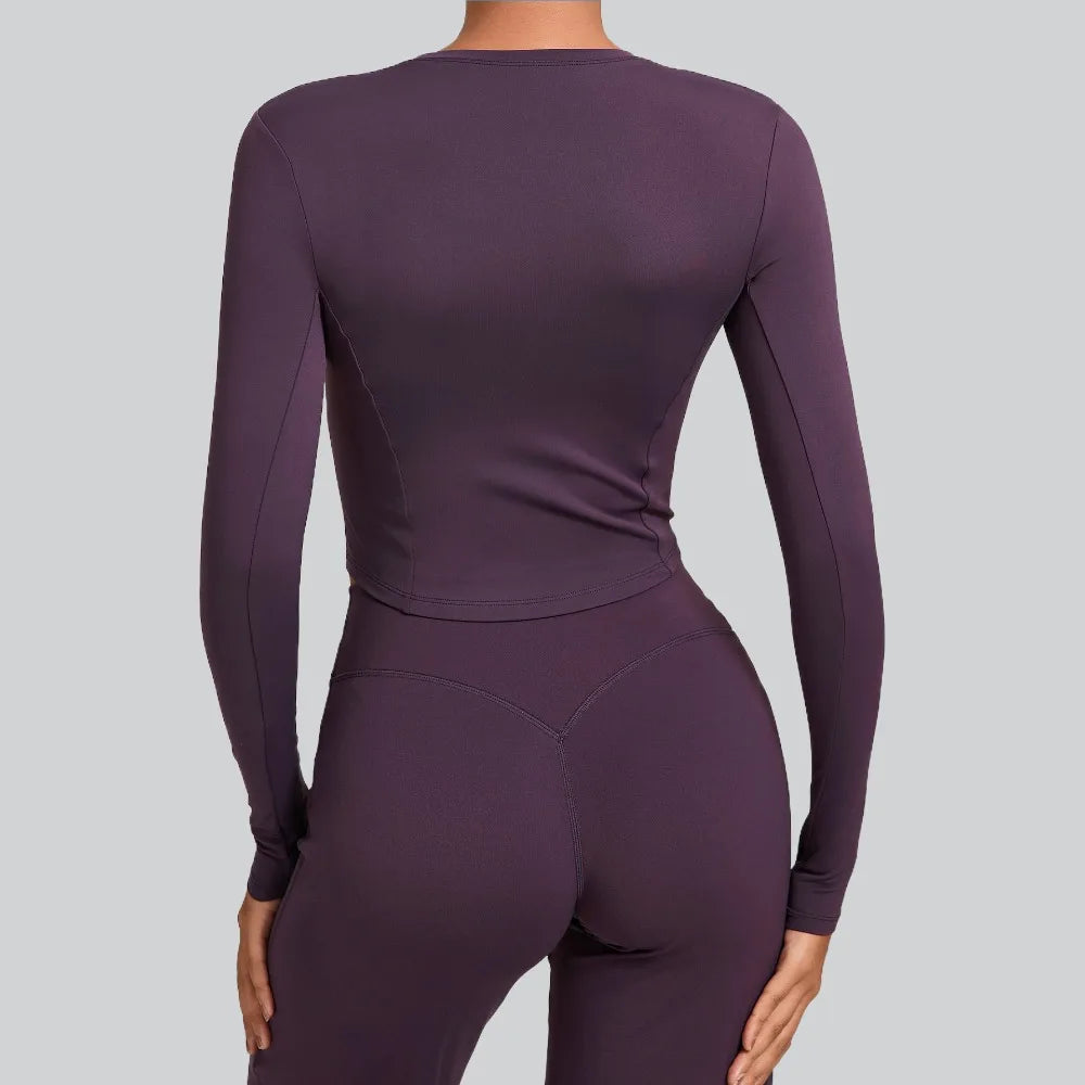 Gym Workout Top Women's Winter Tight-Fitting Long-Sleeved Yoga Sports Fitness Clothes Pilates Running Sports Long-Sleeved Tops