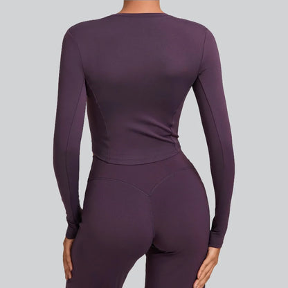 Gym Workout Top Women's Winter Tight-Fitting Long-Sleeved Yoga Sports Fitness Clothes Pilates Running Sports Long-Sleeved Tops