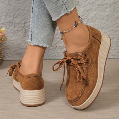 Women's Sports Shoes Spring Autumn Fashion Platform Sneakers Lace-up Round Toe Wedges Casual Comfortable Women's Shoes