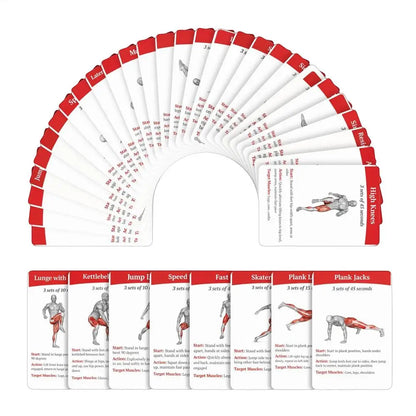 Workout Cards Exercise Deck 36pcs Portable Fitness Training Guide Home Gym Workout Cards for Women Men Beginner Advanced Train