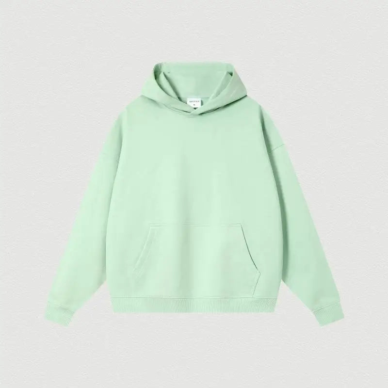 Custom LOGO 400GSM Oversized Frency Terry  Autumn Winter Casual Cotton Men Woven Top Solid Color Hoodies Sweatshirt Streatwear