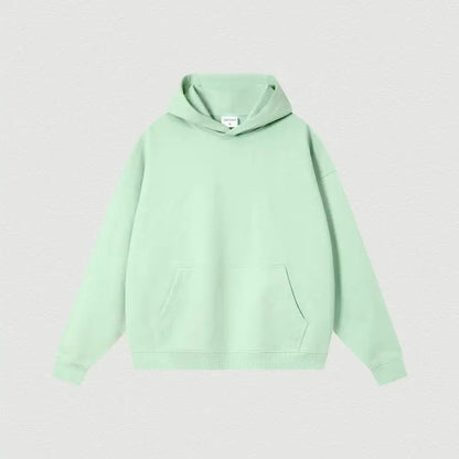Custom LOGO 400GSM Oversized Frency Terry  Autumn Winter Casual Cotton Men Woven Top Solid Color Hoodies Sweatshirt Streatwear