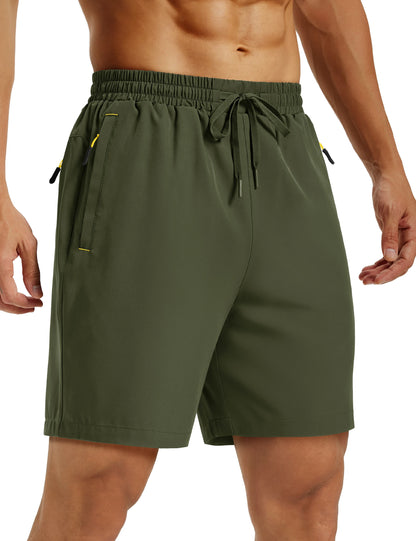 TACVASEN Mens Hiking Shorts Summer 7" Quick Dry Lightweight 3 Zipper Pockets Workout Gym Fitness Athletic Running Shorts Male