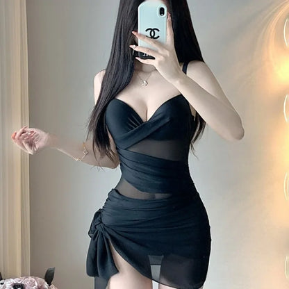 Women's One-piece Swimsuit Hot Spring Conservative Personality Retro One-piece Cover Belly Slimming Beach Gathering Swimsuit