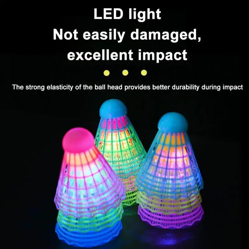 3pcs LED Badminton Shuttlecocks Colorful Lights Nylon Badminton Balls Beginner-Friendly Sports Training Light-Up Shuttlecocks