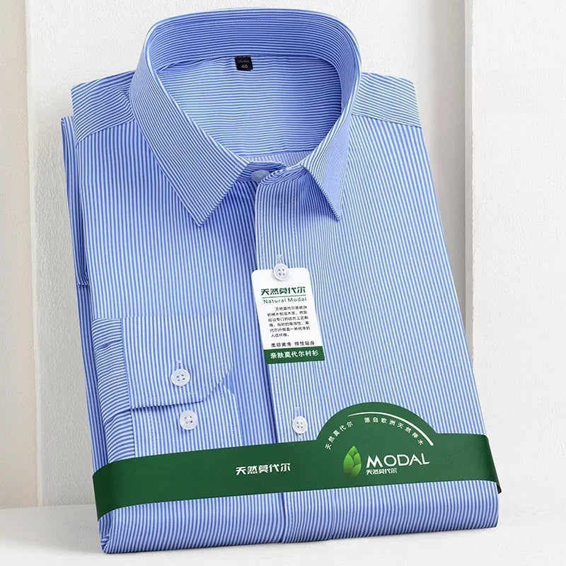 New Quality Anti-Wrinkle Men Shirt Long Sleeves Dress Shirts For Men Slim Fit Camisa Social Business Office White Shirt 5XL
