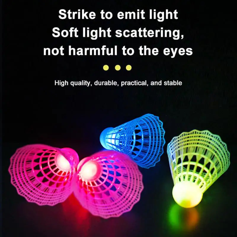 3pcs LED Badminton Shuttlecocks Colorful Lights Nylon Badminton Balls Beginner-Friendly Sports Training Light-Up Shuttlecocks