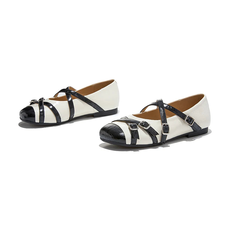 2026 New Women's Mary Jane Shoes Stylish Cross-Strap Flat Shoes Women Comfortable Ballet Frail Shoes for Spring and Autumn