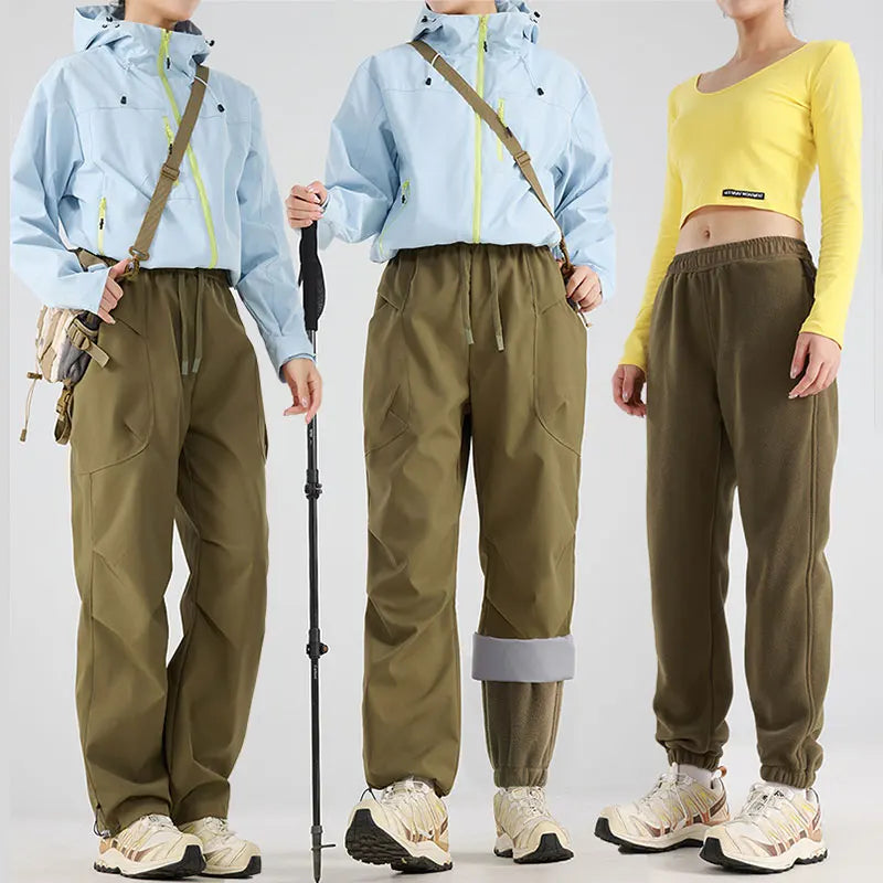Unisex Hiking Pants Male Outdoor Detachable 3 In 1 Windproof Waterproof Climbing Trousers Women Breathable Camping Skiing Pants