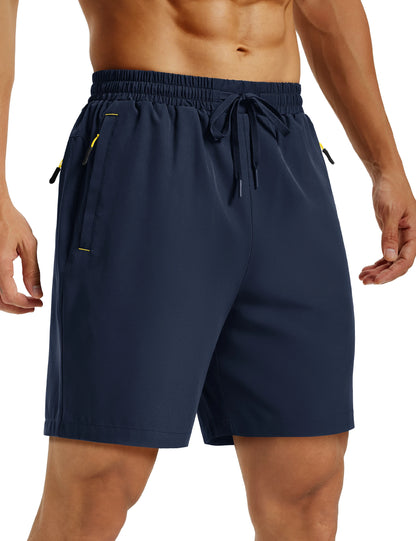 TACVASEN Mens Hiking Shorts Summer 7" Quick Dry Lightweight 3 Zipper Pockets Workout Gym Fitness Athletic Running Shorts Male