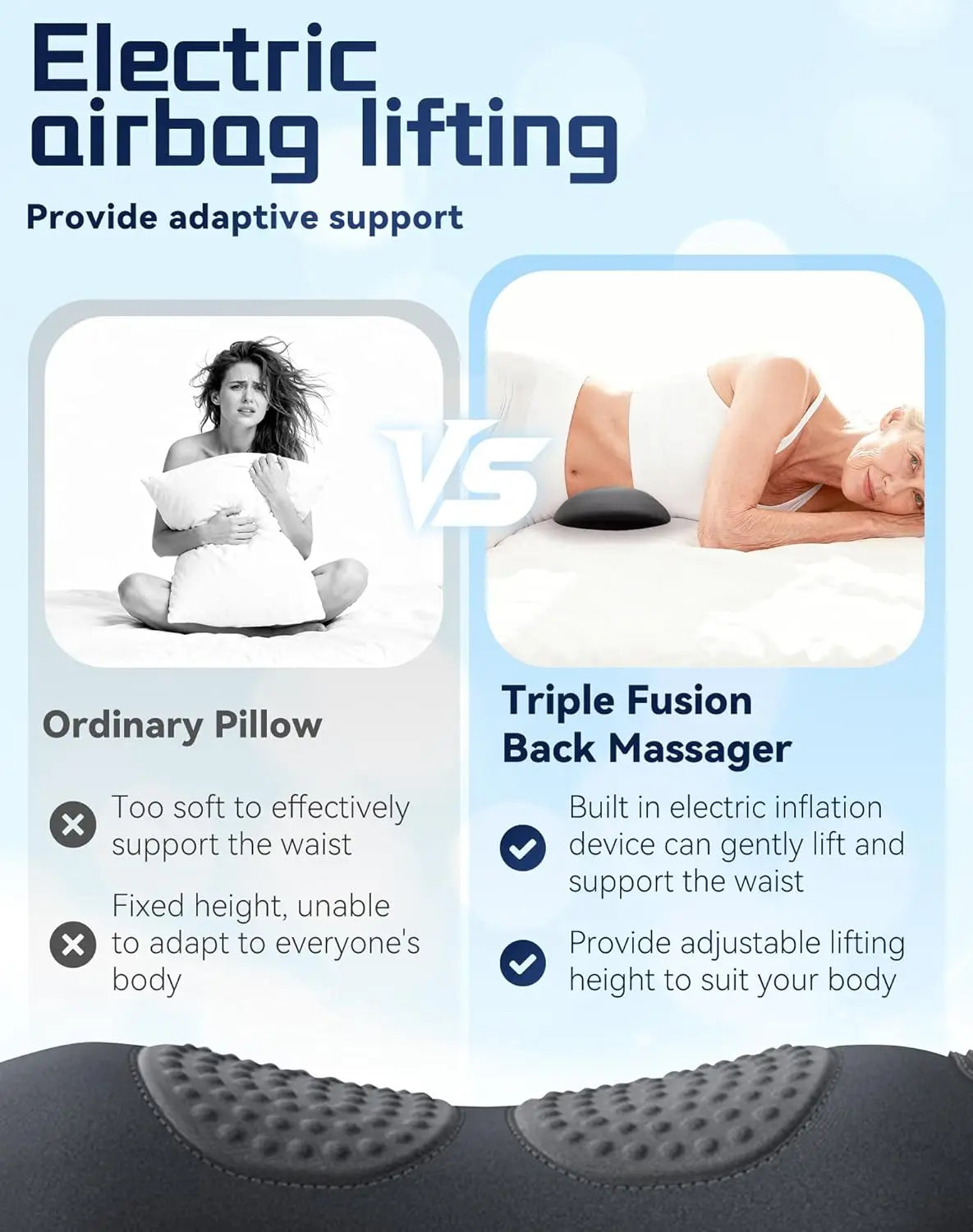Back Massager  3-in-1 Design with Vibration Back Pain Relief, 135° Ergonomic Contour, Skin-Friendly Fabric & One-Touch Control