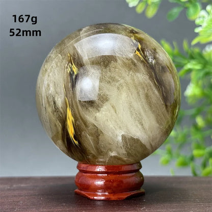 Energy Tiger Skin Smelting Stone Crystal Ball Aura Meditation Witchcraft Prayer Wealth Home Decoration Holiday Gift + Base