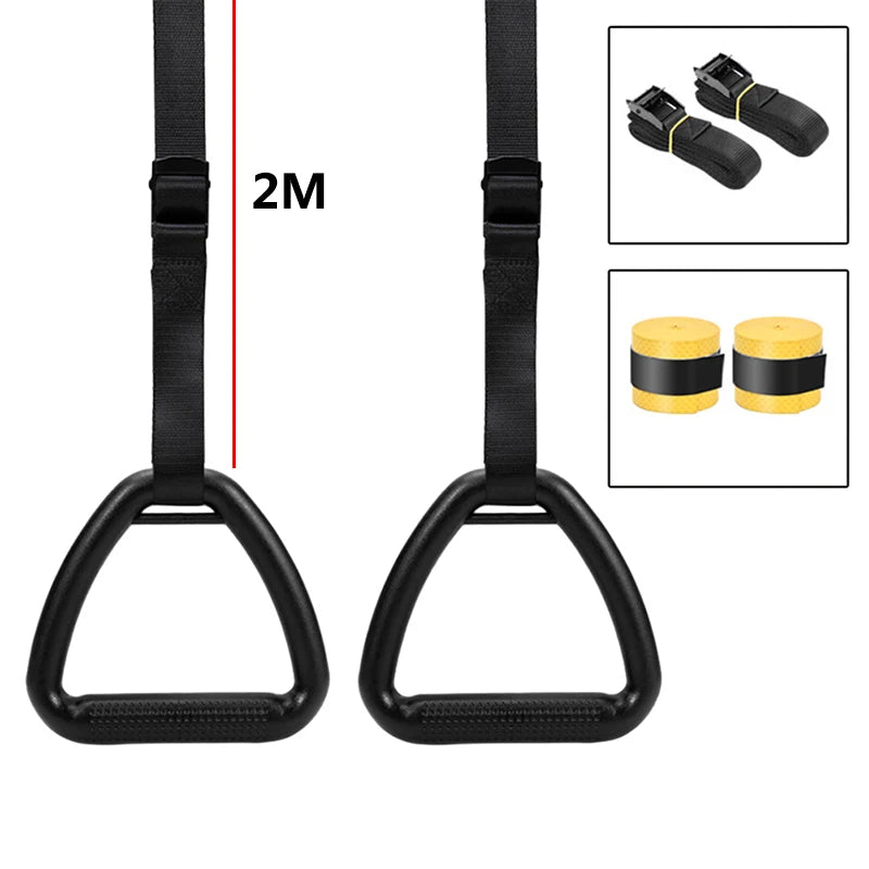 2M Fitness Gymnastic Rings Pull Up Handle Rings With Adjustable Strap For Adult Pull Up Ring Workout Equipment Strength Training