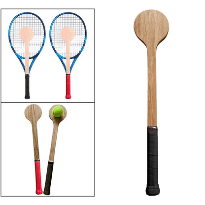 Tennis Sweet Spot Racket Wooden Tennis Spoon Swing Training Racket Accuracy Practice Racket Batting Hitting Equipment Gear