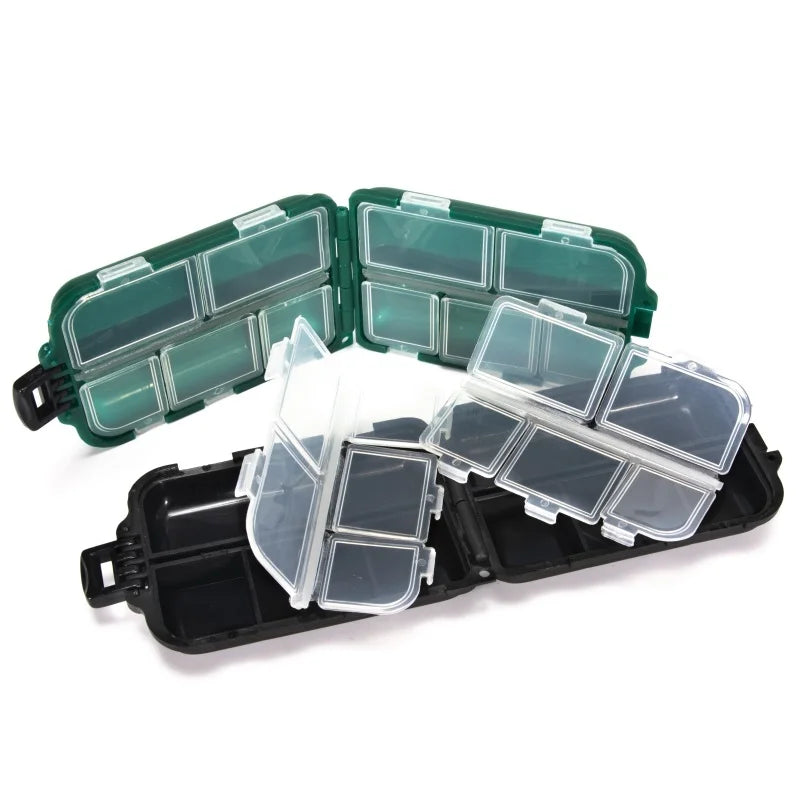 Fishing Tackle Box 10 Compartment Lure Hook Storage Case Double Sided Fishing Tool Organizer Multifunctional Bait Containe