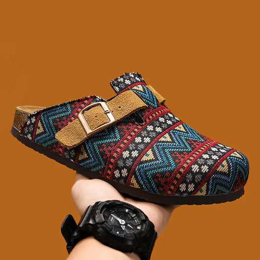 Walking Shoes Classic Versatile Closed Toe Men's Summer Sandals Casual Shoes Breathable Cork Mules Outdoor Beach Unisex Slippers