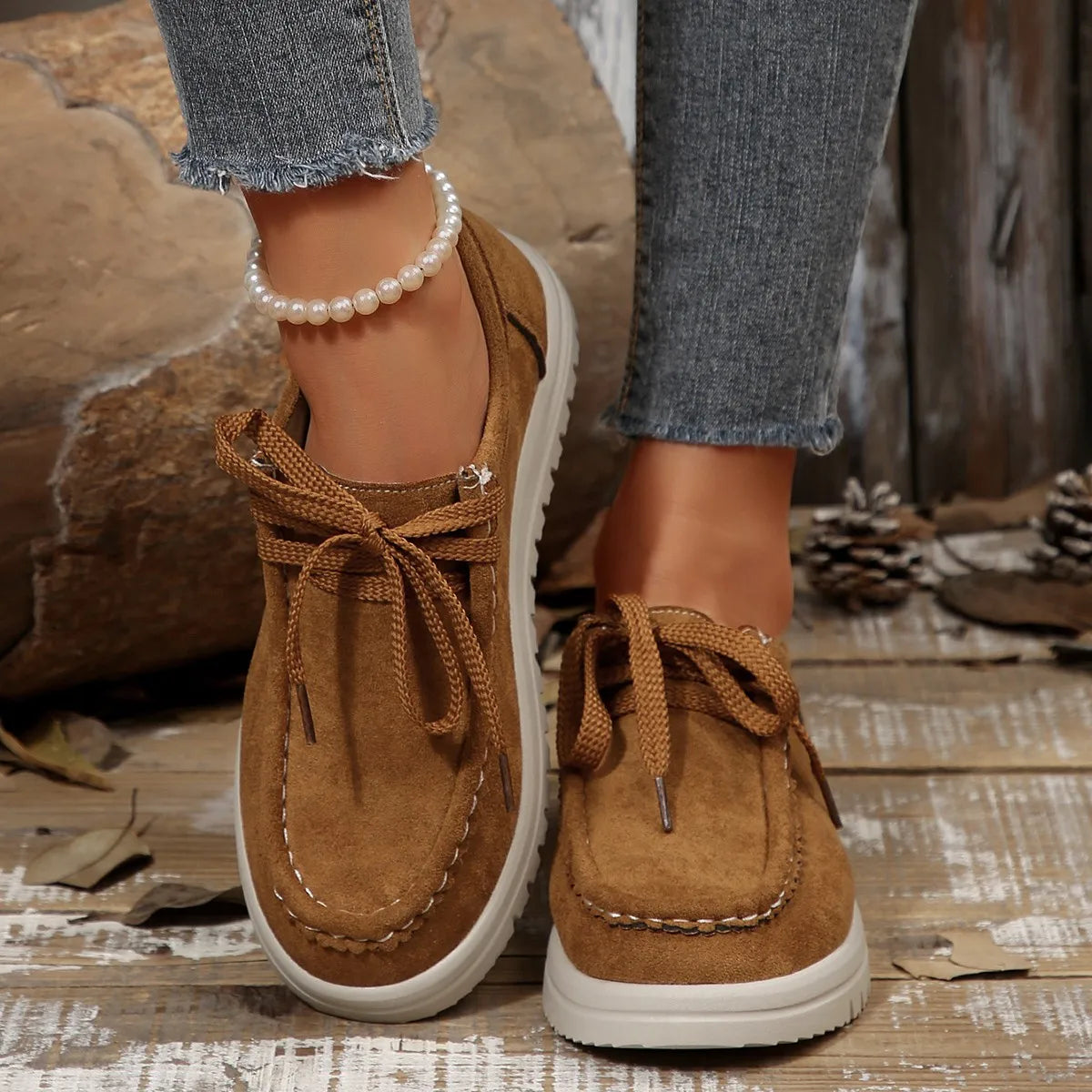 Women's Sports Shoes 2025 Spring Autumn Fashion Platform Sneakers Lace-up Round Toe Casual Comfortable Women's Shoes