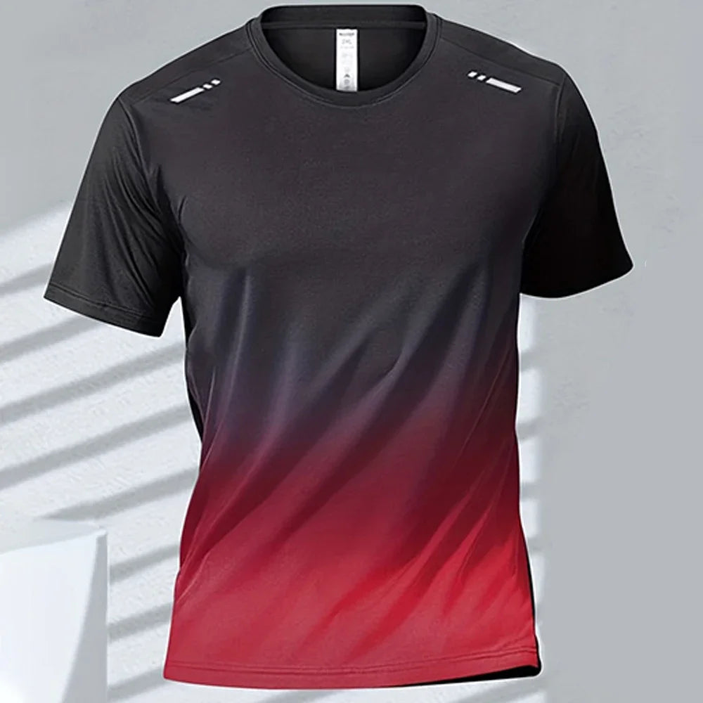 Men's T-shirts Sports T-shirt Quick-drying Gradient Short Sleeve Tees Outdoor Workout Basketball Training Running men clothes