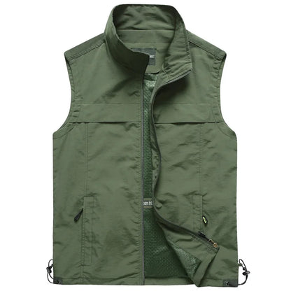 Men Outdoor Mesh Thin Waistcoats Climbing Sleeveless Jackets New Summer Men Multi-pockets Fishing Photography Breathable Vests