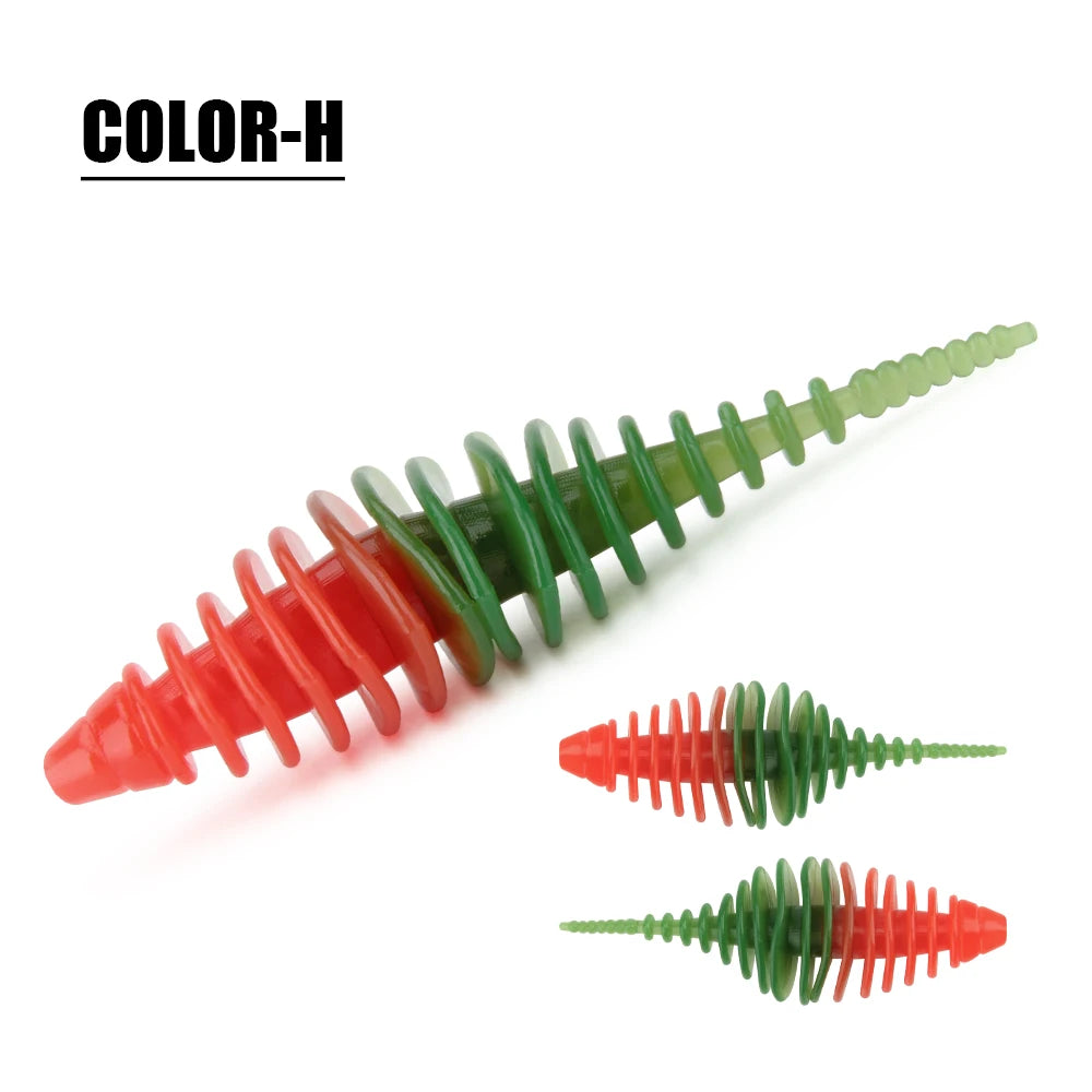 Rosewood Ribbed Worm Soft Plastic Lure Shad Bait 3.6cm/5.3cm For Perch Trout Bass Pike Fishing Tackle Jig Head Drop Shot Pesca