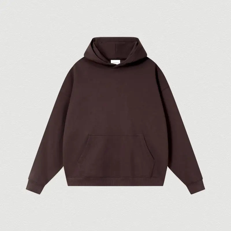 Custom LOGO 400GSM Oversized Frency Terry  Autumn Winter Casual Cotton Men Woven Top Solid Color Hoodies Sweatshirt Streatwear