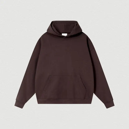 Custom LOGO 400GSM Oversized Frency Terry  Autumn Winter Casual Cotton Men Woven Top Solid Color Hoodies Sweatshirt Streatwear