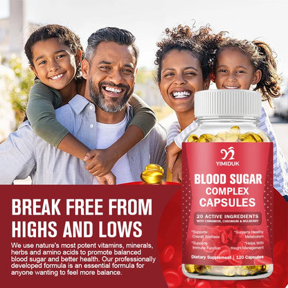 Blood Sugar Complex Supplements, with Cinnamon, Turmeric, Supports Healthy Blood Sugar Healthy Energy Levels, Metabolism