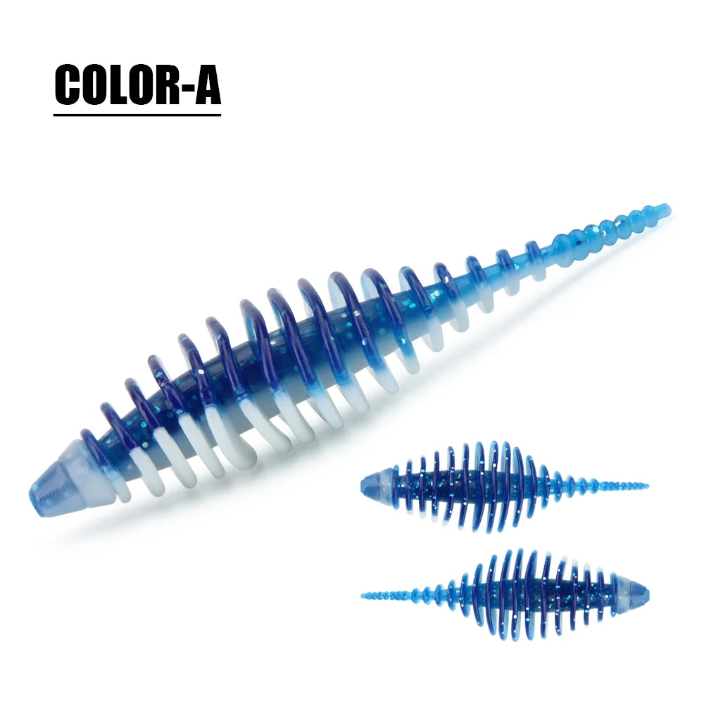 Rosewood Ribbed Worm Soft Plastic Lure Shad Bait 3.6cm/5.3cm For Perch Trout Bass Pike Fishing Tackle Jig Head Drop Shot Pesca