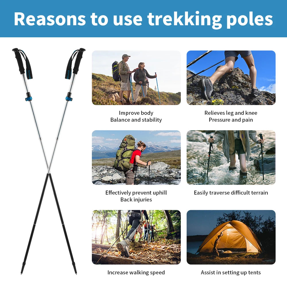 Naturehike ST09 Trekking Poles Nordic Walking Poles Aluminum Trekking Sticks Foldable Hiking Pole Telescopic stick Walking stick