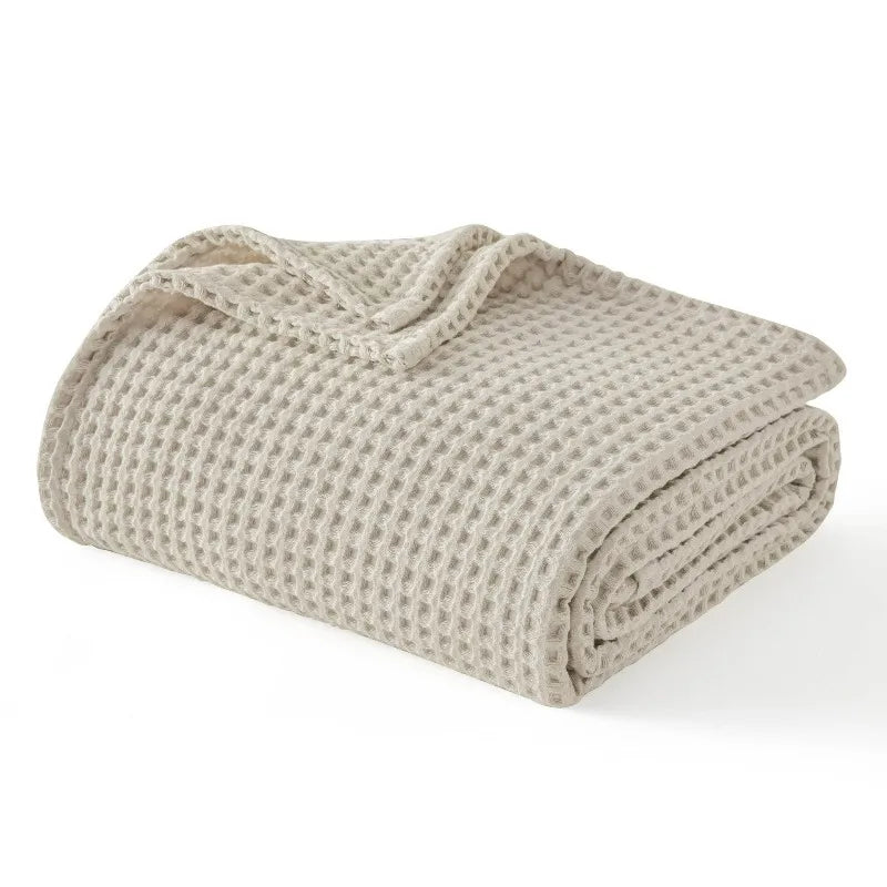 Cotton Waffle Weave Blanket for Spring Summer Ultra Soft Waffle Weave King Blanket for Bed Thin Lightweight Breathable