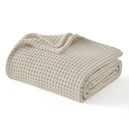 Cotton Waffle Weave Blanket for Spring Summer Ultra Soft Waffle Weave King Blanket for Bed Thin Lightweight Breathable