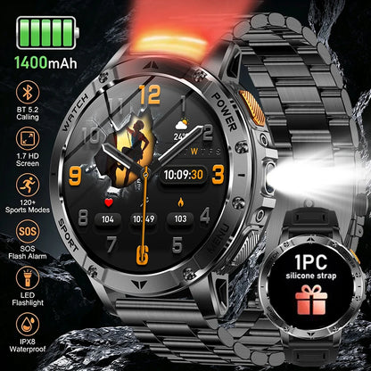 Smart Watch 1.7'' IPS Screen 1400mAh Battery IPX8 Waterproof 120+ Sports SOS LED BT Call Heart Rate Monitor Men Women