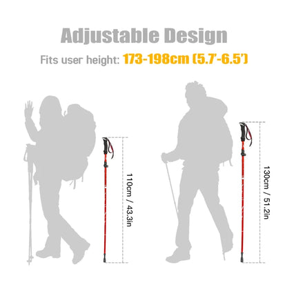 Lightweight Collapsible Trekking Pole Five-fold Walking Stick for Hiking Camping Backpacking Aluminum Alloy Trekking Pole