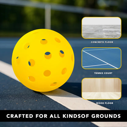 Pickleball Balls 40PCS 40 Holes Outdoor Pickleball Balls High Elasticity Durable Yellow Pickle Balls for All Pickleball Paddle