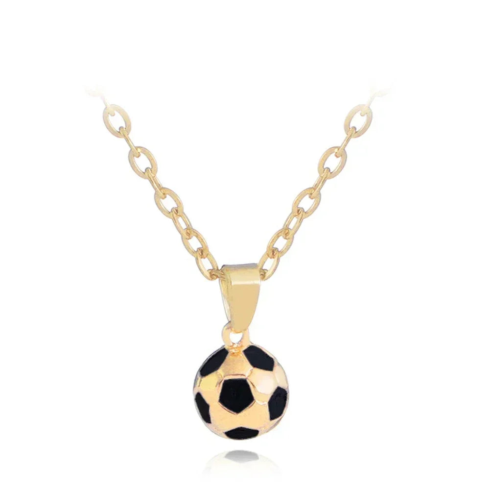 Fashion Sporty Necklace Football Pendant with Chain Soccer Necklace Gold /Siliver Color Men/Women Sport Ball Jewelry Gift