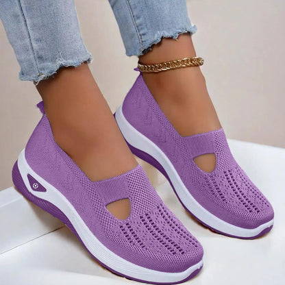 Woman Summer Breathable Mesh Flat Shoes Women Knitted Loafers Elderly Women's Shoes Mom Sneakers Middle-aged Women Casual Shoes
