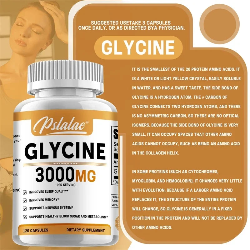 Glycine Supplement - Promotes Restful Sleep, Supports Cognitive Function, Emotional Balance and Neurological Health