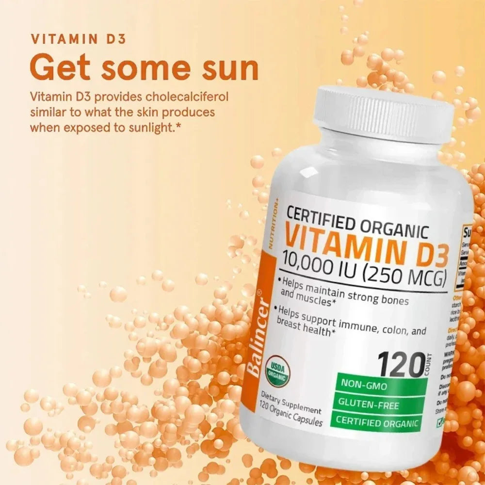 Vitamin D3 - Promotes Healthy Muscle Function and Immune Support, Strong Bones and Nervous System Health, 120 Capsules
