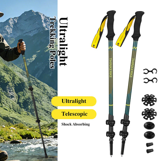 Telescopic Hiking Poles, Carbon Fiber Trekking Poles, 3K Carbon Fiber Nordic Walking Poles