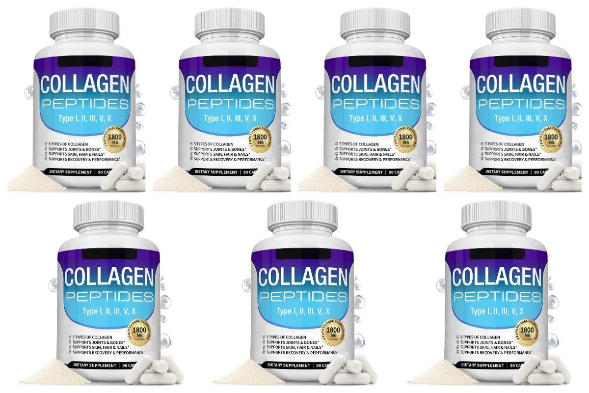 Collagen Peptides Capsules with 5 Types of Collagen for Joints, Bones, Skin, Hair & Nails Wellness Support, Adults, 90 Capsules