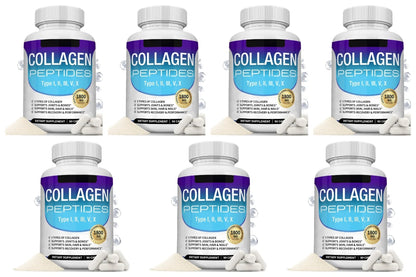 Collagen Peptides Capsules with 5 Types of Collagen for Joints, Bones, Skin, Hair & Nails Wellness Support, Adults, 90 Capsules