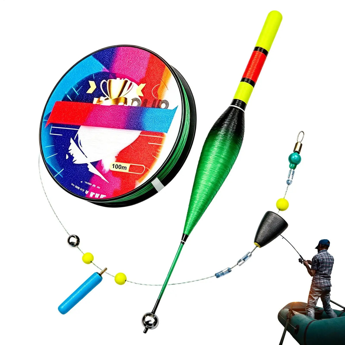 Fishing Line with Bobber with Color Changing Float Automatic Bobber Line Set for Bass Fishing for Kayak Saltwater Boat Pier