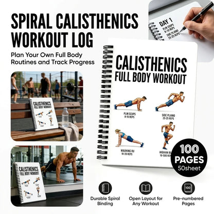 Full Body Workout Notebook Daily Training Guide Portable Fitness Planner for Men Women Home Gym Exercises Gift